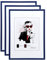 KM FOTO Set Moderner Glas Bilderrahmen NLS aus Kunststoff Perfekt für Fotos Poster und Wanddeko Collage: Farbe: 3er Pack Blau | Format: 21x29,7 DIN A4