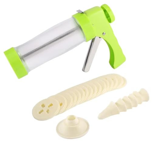 Seringue à Garnir En Acier Inoxydable Stainless Steel Cake Cream Decorating Sets Cookie Making Machine Nozzles Mold Pastry Syringe Extruder Kitchen Baking Tools Seringue à GâTeau(Green plastics)