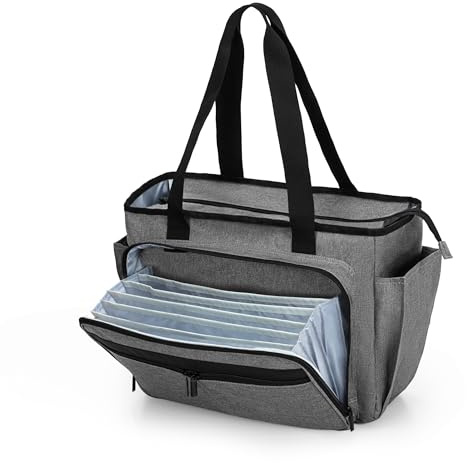 Trunab Lehrertasche mit Erweiterter Aktenordnertasche, Lehrer Arbeitstasche für Damen, Laptoptasche für Büro, Grau