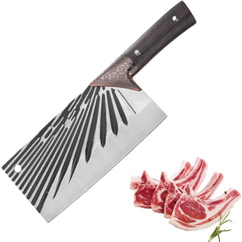 Bammare Küchenmesser 19 cm Hackmesser, Handgefertigt Geschmiedet Verdickt Küchenbeil, Edelstahl profi Kochmesser aus Hartstahl für Zuhause, Küche, Restaurant (B)