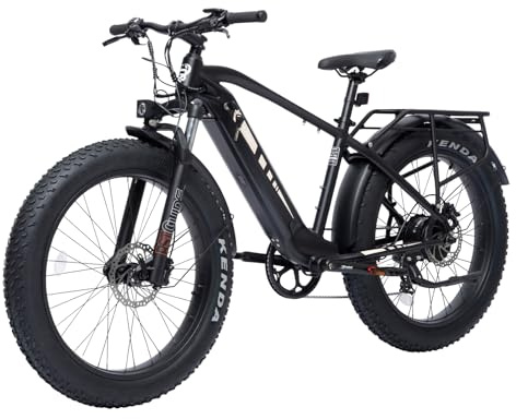 Bodywel D6 Bicicleta Eléctrica, 26x4” Bici Electrica Adultos Montaña, Batería de 48V 15Ah, Motor 250W, 7 Velocidades, Horquilla de Suspensión, Frenos de Disco Hidráulicos (Negro)