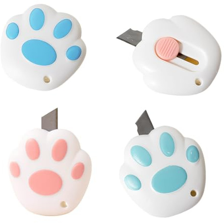 JYNXOR 4PCS Couteau de Papeterie, Mini Couteau Utilitaire Rétractable, Mini Ouvre-Lettre, Cutter, Couteaux à Tapis, Box Cutter pour la Papeterie, Express Box, Papier, Papier Découpe, Carton