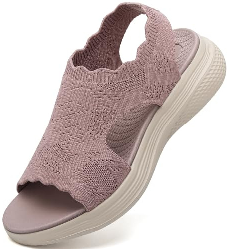 Mufanton Sandals Womens Summer Washable Slingback Orthopedic Slide Sport Ladies Walking Sandals Womens With Arch Support Wedge Sport Sandals Casual Thick Bottom Comfy Beach Shoes,Purple,UK7