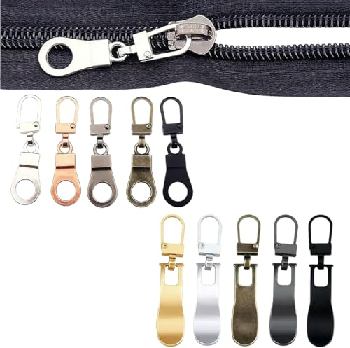 OIXEYA Tirette Fermeture Eclair Remplacement, Tirettes de Réparation Fermeture Eclair, 10 Pcs Métal Zipper Pull, Métal Zipper Pull amovible, Pour Porte Monnaie, Vêtements, Jeans, Valises (A)