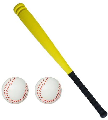 Ysyqkn 2 Stück Baseball Kinder Baseballschläger Schlagballset Trainingsspielzeug Eva Material für Kindertraining Familienspiel Geschenk, gelb 54cm