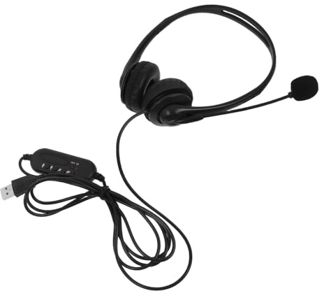 ELEOUTI Auriculares con Cable y Micrófono para Oficina con Cancelación de Ruido Cvc6.0, Almohadillas Suaves y Flexibles de Esponja y PU para Enseñanza y Llamadas