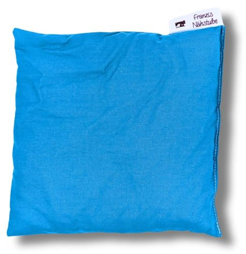 Franzis Nähstube 20x20cm Traubenkernkissen Türkis in 100% Baumwolle I Körnerkissen Traubenkern 20x20 für Mikrowelle I Wärmekissen, Traubenkernkissen, Nackenwärmekissen