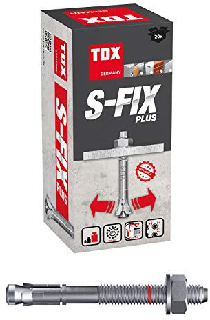TOX Chevilles d'ancrage S-Fix Plus - M16 x 125/3+22 mm - Homologué pour la construction - 20 chevilles galvanisées pour charges lourdes - 04210143
