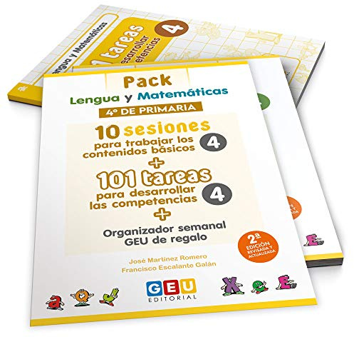 Pack Lengua y matemáticas 4º primaria: 10 Sesiones Contenidos básicos y 101 Tareas para Desarrollo Competencias (Niños de 9 a 10 años)