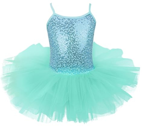 Freebily Tutu Ballerina Bambina Colorato Body Ginnastica Artistica Ragazza Senza Maniche Vestito Danza Classica da Balletto Leotards Dancewear Abito da Ballo Saggio Turquoise 6-7 Anni