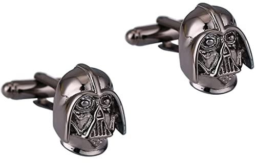 Longcreek Gemelos de calavera para hombre,gemelos de cabeza de calavera de casco de guerrero,gemelos de calavera vikinga, gemelos góticos de calavera para camisa de esmoquin, gemelos de calavera punk