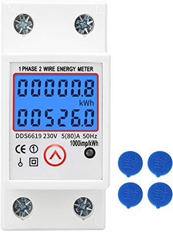 Contatore di energia elettrica monofase, display digitale retroilluminato azzerabile 230V Contaore di potenza elettrica monofase