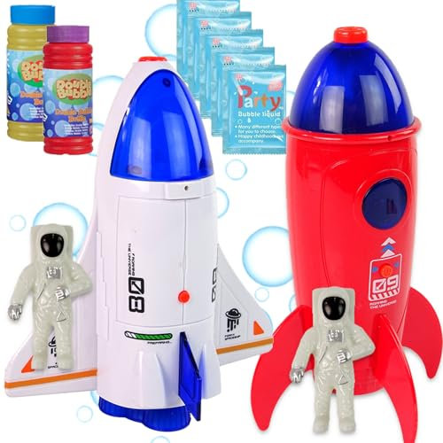 COO11 Rocket Bubble Machine, Bubble Machine, Bubble Lawn Mower With Music, and Bubble Gun Car Toy for Kids (Pack of 2 Bubble Machine)