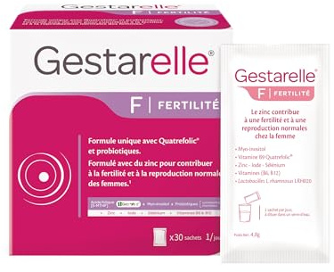 GESTARELLE® Fertilité – Complément alimentaire femmes – Préconception, désir de grossesse – Myo-inositol, Zinc, Vitamines, Sélénium, Iode & Probiotiques – 30 sachets