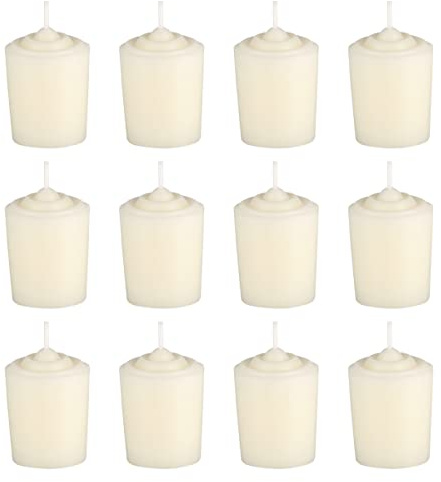 Mega Candles 12 pcs Unscented Ivory Votive Candles, Hand Poured Wax Candle 15 Hours 1.5 Inch x 2.25 Inch, Home Décor, Wedding Receptions, Centerpieces, Occasions, Events, Festivities, Meditations