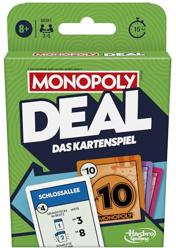 Monopoly Deal Kartenspiel, der Klassiker in der schnellen Version, Strategiespiel für Erwachsene und Kinder, ideal für unterwegs, Geschenk, oder Wichteln