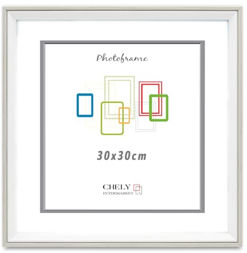 CHELY INTERMARKET Marco de Fotos 30x30cm de Madera Blanca MOD-391 Ancho de moldura 1,7cm