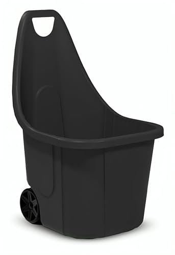 Schubkarre Gartenkarre 60L kann bis zu 40kg tragen. Gartenwagen aus Kunststoff 84x60x50 cm (Schwarz)
