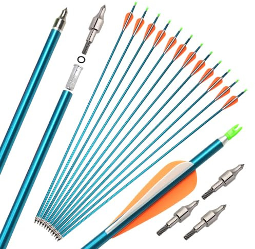 surwolf Aluminiumpilar Spine 500 30 Bågskytte Jaktpilar med avtagbara pilspetsar för Recurve båge & Compound båge 6&12st