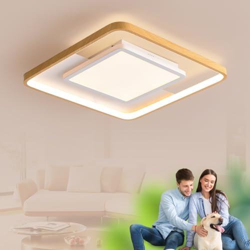 LUCKINHAND Kinderzimmerlampe Quadrat LED-Deckenleuchte Dimmbar mit Fernbedienung, Nachtlichtfunktion Kinderzimmer Schlafzimmer Wohnzimmer Flur Jungen und Mädchen Schlafzimmer weiße Deckenleuchte 40cm