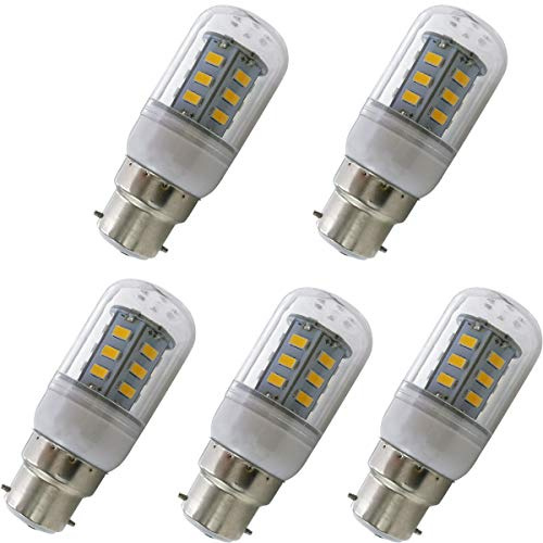 Aoxdi 5 Stück LED Leuchtmittel Lampe mit B22d Sockel 4W, Warmweiß, 24 SMD 5730 LED Lampen Ersatz für 40W-Glühbirne, AC220-240V