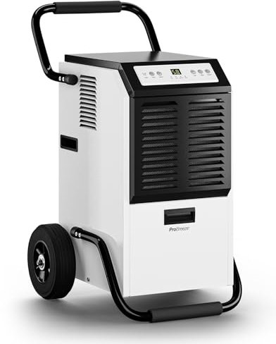 Pro Breeze® 50L/Day Industrial Dehumidifier- Commercial Dehumidifier with 5.5L Water Tank, Compressor, 24H Digital Timer, Wheels & Drain Hose for Basement, Garage, Warehouse & Greenhouse