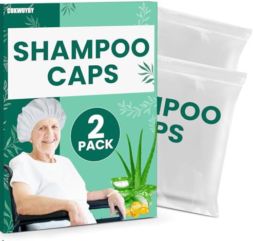 No Rinse Shampoo Cap, Rinse Free Shampoo Caps for Post Surgery and Hospital Stays, Waterless Hair Washing Shower Caps, 2Pack
