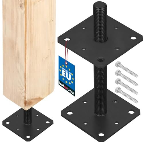 KOTARBAU® Support de poteau en acier revêtu par pulvérisation - 160 x 160 x 250 mm - Anthracite - Support de poteau - Douille à enfoncer - Hauteur réglable - Poteau à visser - Douille de sol - Ancrage