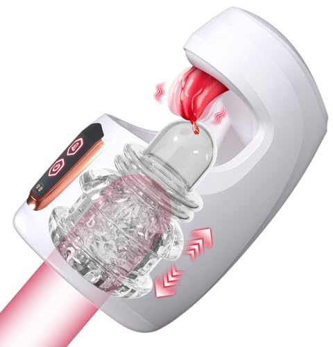 Masturvatore per Uomo Pene Sex Toys - Masturbatore Uomo con 10 di Spinta e 10 Modalità di Leccata di Lingua Vibratoriper per Uomini Allenatore del Pene Maschile