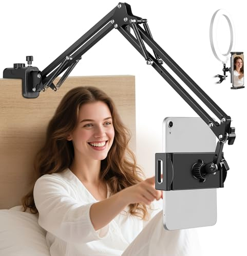 JOILCAN Soporte Tablet Cama 2026 Nuevo, Brazo de Aluminio Soporte para Tablet para Cama para iPad (4,7-12,9), Ajustable Universal Giratorio de 360 Grados para Cabecero, Mesita y Escritorio