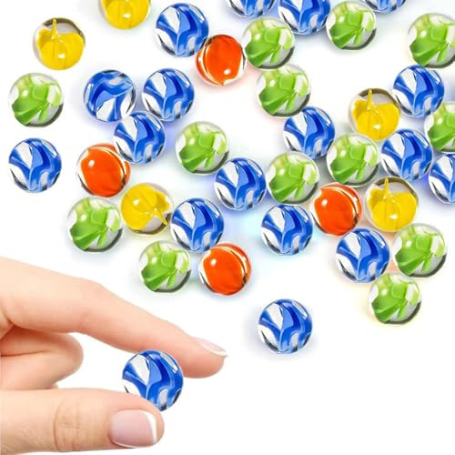 HSYTEK 80 pezzi 14 mm biglie di vetro colorate per bambini, palline di vetro, biglie di vetro, biglie decorative per giochi di marmo, decorazione per la casa e le piante