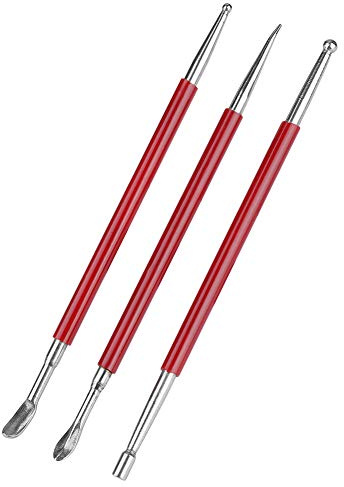 AMONIDA Set di Strumenti per Strofinare la Pressa per Pelle Panni per Pressa da Stampa Durevoli di Alta qualità per Professionisti e Dilettanti Dell'artigianato in Pelle 3 Pezzi Rosso + Nastro per