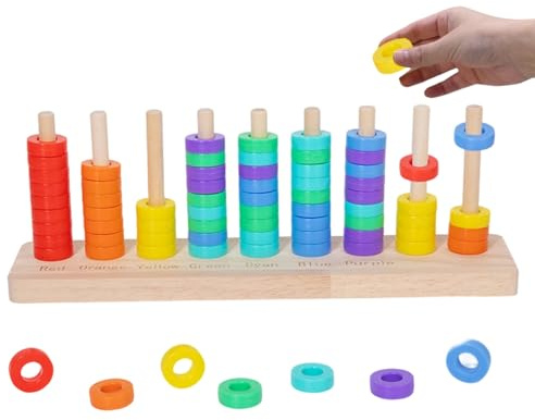 Générique Jouets de Tri et d'Empilage | Jeux Éducatifs en Bois sur Les Couleurs - Jouets De Tri Et Empilage pour Maternelle - pour Garçons Filles Jeunes Voyage Salle de Classe Maison Maternelle Fête