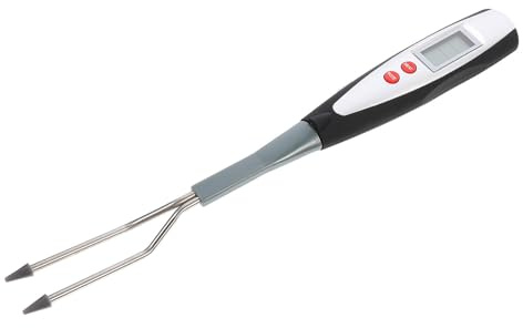 AMUSLESUR Tenedor Termómetro para Carne de Barbacoa Digital Medición de Temperatura Precisa y Acero Inoxidable para Cocinar y Asar al Aire Libre