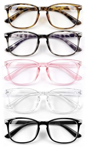 WinHoliLux 5 Pack Blue Light Blocking Glasses for Women and Men, Computer Screen Filter, Anti-Headache, Anti-Eye Strain, Anti-Glare, UV Protection, Gaming Glasses, Lightweight, Non-Prescription