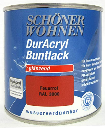 DurAcryl Buntlack Feuerrot 375 ml RAL 3000 Glänzend Schöner Wohnen