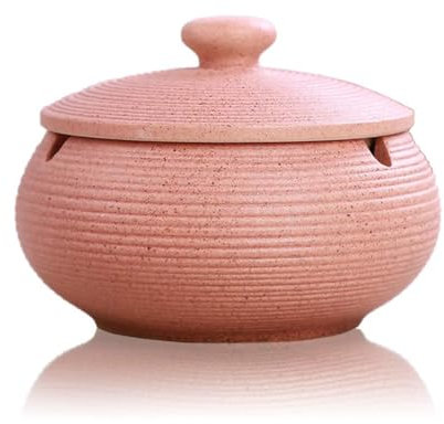 Lependor Posacenere in ceramica con coperchi, antivento, Posacenere per sigarette per uso interno o esterno ， Porta cenere per fumatori, Vassoio per cenere da fumo da tavolo - Rosa
