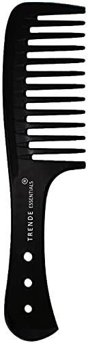 Trende Essentials Wide Tooth Comb 1 Pc - Detangler And Heat Resistant With Proper Ventilation-Especially Designed For Wet Curly Hair With Suitable Handgrip (WTC) black
