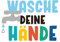 Aufkleber WASCHE DEINE HÄNDE zum Aufkleben in das Waschbecken oder Fliesen (4 x bunt Wasche deine Hände)