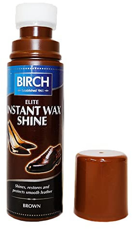 BIRCH Elite Instant Wax Shine Shoe Polish Instant Shine Liquid Shoe Boot Paste - For Smooth Leather Work, Casual and Dress Shoes (Brown)