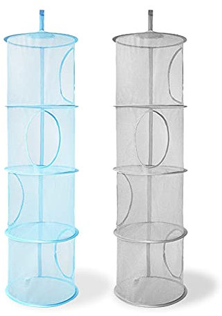 UESDU Aufbewahrungstasche Hängend, 2 Stück Hängeaufbewahrung Netzkorb Faltbare Speichern Lagerkorb 4 Fächern Hängend Aufbewahrung Organizer