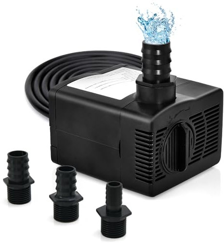 COSTWAY Submersible Water Pump, Adjustable Quiet Fountain Pump with Dry Burning Protection, 2.2m/2.5m High Lift, 3 Nozzles & 4 Suction Cups, Aquarium Pump for Fish Tank Pond Hydroponics (900L/H,22W)