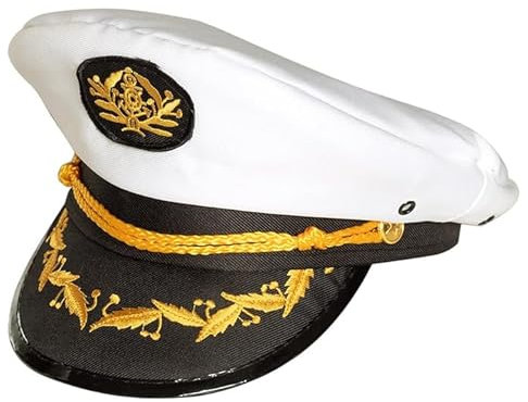 TrendandStylez Kapitänsmütze weiß, Einheitsgröße, Seemannsmütze für Damen und Herren, für Kostümparty, JGA, Mottoparty, Karneval
