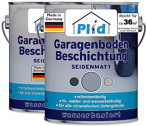 Plid® Garagenbodenbeschichtung Betonfarbe Außen & Innen frostsicher [5L Silbergrau] - Wasser & Wetterbeständig - Garagenbodenfarbe - Bodenbeschichtung Außen - Betonversiegelung Außenbereich