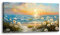 hyidecorart Sonnenaufgang an der Küste Wandbilder Wohnzimmer 50x100 cm, Leinwand Bild Gänseblümchen Möwe, Modern Wanddeko Aesthetic Schlafzimmer Badezimmer Büro Zimmer Esszimmer Flur Küche
