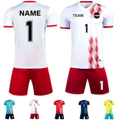 Custom Football Jerseys for Adult Kids Men Women Youths Personalised Football Uniform Shirt and Shorts with Number Name Logo Team