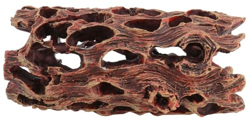 BUGUUYO 1 Pieza Resina escondite de camarones Acuario Cueva Acuario Cueva Reptiles escondite tocón de árbol Adornos sin pelar café