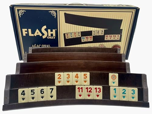 Generisch Star-Premium handgefertigtes Oval Rummy Set aus echtem Holz, Curved Romme, Okey Set