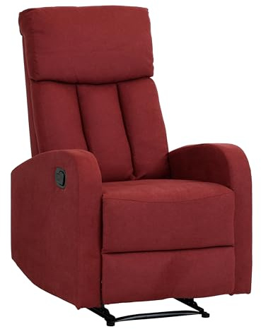 Totò Piccinni Poltrona LEON Relax Reclinabile con leva Manuale con Poggiapiedi Imbottita Confortevole (Tessuto Bordeaux)