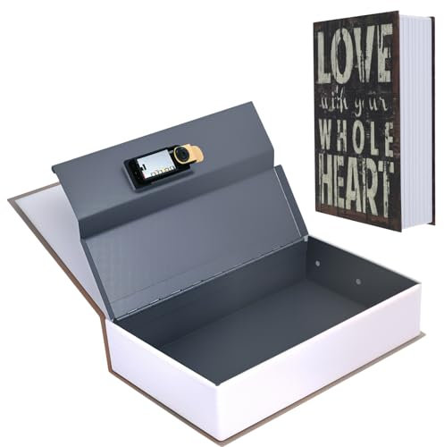 Buchsafe mit Zahlenschloss 24x15,5x5,5cm, Buchtresor Zahlenschloss mit Geheimem Lagerraum, Dekorativ, Buchsafe zum Verstecken Wertgegenständen (Schwarz)